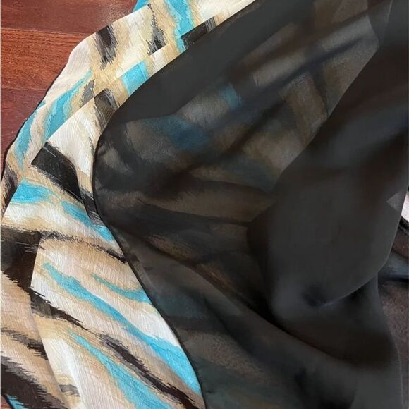 Signature by Larry Levine Black mocha and aqua wrap and tank combo top size 2X - Picture 4 of 7